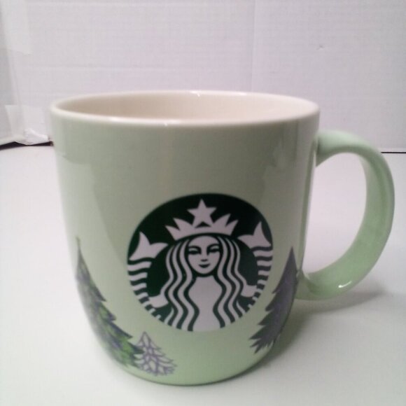 Starbucks Coffee Mug Christmas 2020 Pine Trees Green 18 OZ - Picture 3 of 10